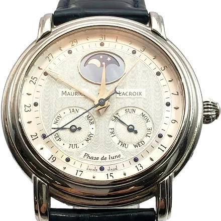 モーリス・ラクロア マスターピース ムーンフェイズ SS/レザー 自動巻式 シルバー